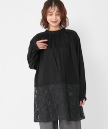 レースドッキングチュニックブラウス