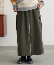裏起毛センタージップカーゴスカート