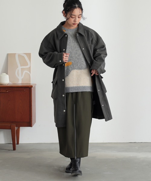 n'OrLABEL(ノアールレーベル)の「裏起毛センタージップカーゴスカート(スカート・レディース・カーキ/ブラック・1/2)」の11枚目の写真