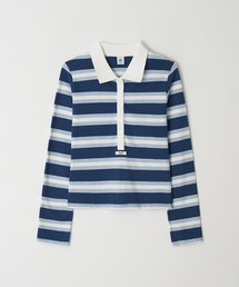 HENRYNECK COLLAR SLIM LONG SLEEVE BLUE STRIPE