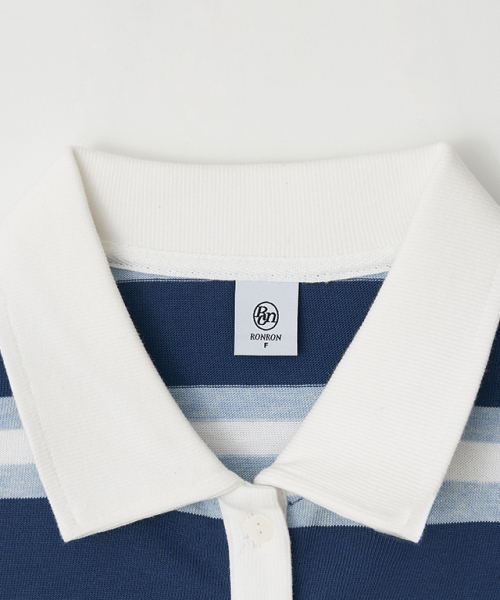 RONRON(ロンロン)の「HENRYNECK COLLAR SLIM LONG SLEEVE BLUE STRIPE(ポロシャツ・レディース・その他・FREE)」の3枚目の写真