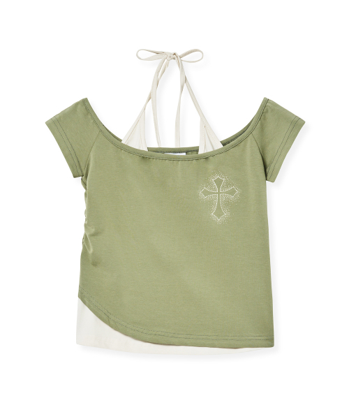 Midnight Move(ミッドナイトムーブ)の「ag cross t (khaki)(Tシャツ/カットソー・レディース・その他・FREE)」の2枚目の写真