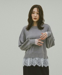 Rene レース付きグレーニット ニット/セーター（グレー/灰色系・レース）ファッション通販 - ZOZOTOWN