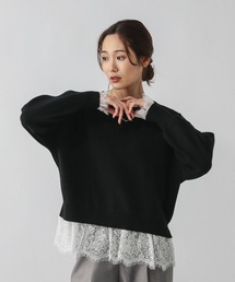 GLOBAL WORK | メルティレースドッキングプルオーバー/581158(ニット/セーター)