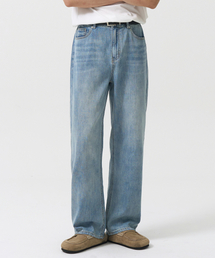 TOFFEE（トフィー）の「SL01 サマー デニム ワイドパンツ (FADE LIGHT BLUE)（デニムパンツ）」