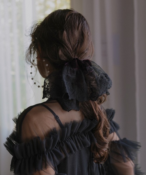 Callarus（カラルス）の「〔Callarus〕レース×ベロアシュシュ（シュシュ・レディース・パープル系/グレー系/ブラック・FREE）」の11枚目の写真