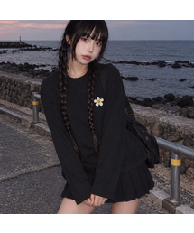 [UNISEX]フラワードット刺繍ロングスリーブ_2カラー
