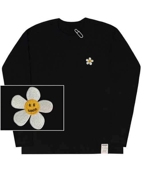 GRAVER（グレーバー）の「[UNISEX]フラワードット刺繍ロングスリーブ_2カラー（Tシャツ/カットソー・レディース・ブラック/ホワイト・LARGE/MEDIUM）」の7枚目の写真