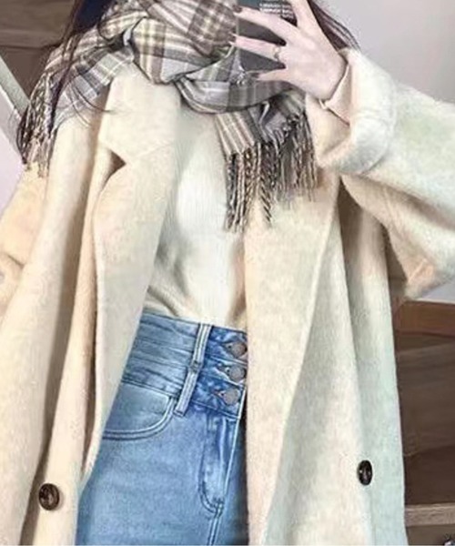 AMAJI(アマジ)の「ダブルチェスターコート(チェスターコート・レディース・ホワイト/ブラック/グレー・SMALL/MEDIUM/LARGE)」の4枚目の写真
