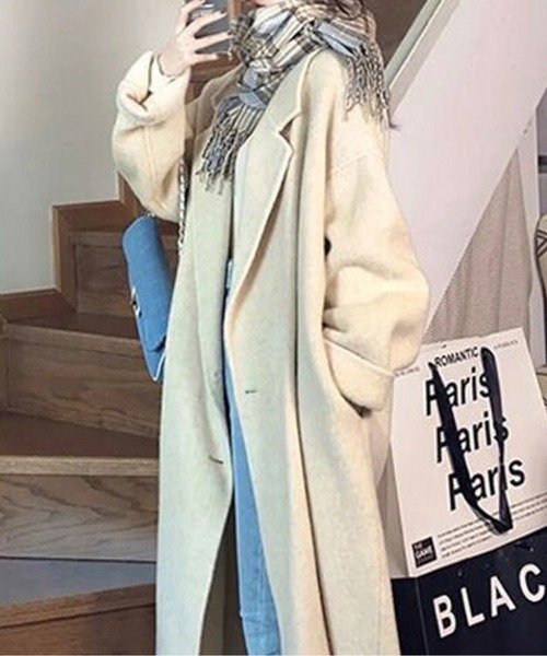 AMAJI(アマジ)の「ダブルチェスターコート(チェスターコート・レディース・ホワイト/ブラック/グレー・SMALL/MEDIUM/LARGE)」の6枚目の写真
