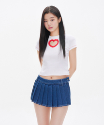 YOUHEE（ユヒ）の「HEART CUTOUT LACE T-SHIRTS WHITE（Tシャツ/カットソー）」