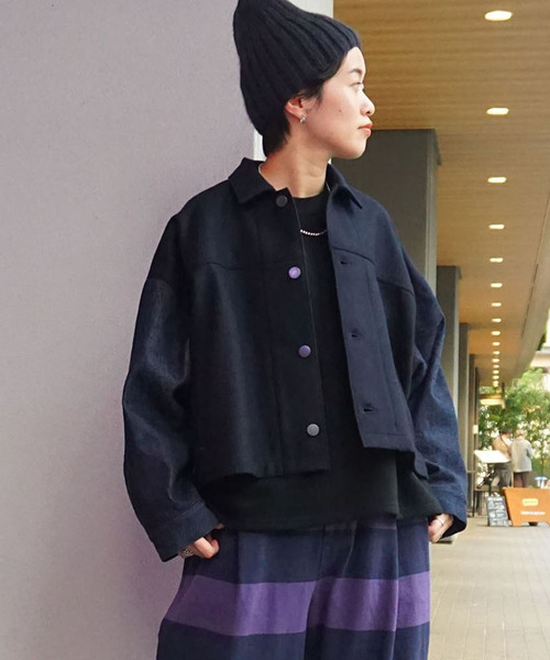 JOURNAL STANDARD LUXE（ジャーナルスタンダード　ラックス）の「リバージャージ クルーネックプルオーバー（Tシャツ/カットソー・レディース・ブラック/チャコールグレー/グリーン・FREE）」の5枚目の写真