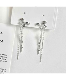 【88eighty-eight】シルバーリボンゆらゆらチェーンピアス【import】(MA)