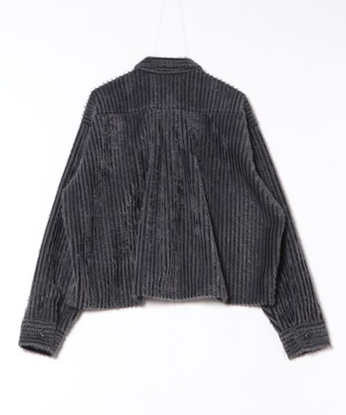 a.p.o.v.（エーピーオービー）の「a.p.o.v. クロップド丈オーバーサイズストライプファージャケット（その他アウター・メンズ・グリーン/ブラック・ONESIZE）」の3枚目の写真
