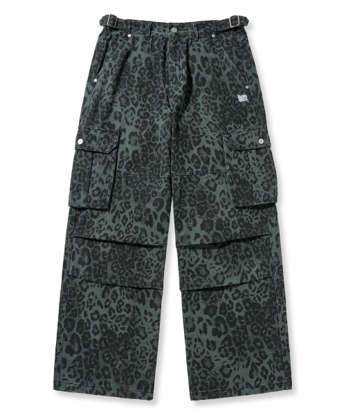 NACH leopard sur branche 枝の上の豹 ポーセリン 手書き セール】LEOPARD PATTERN CARGO PANTS - NAVY（その他パンツ