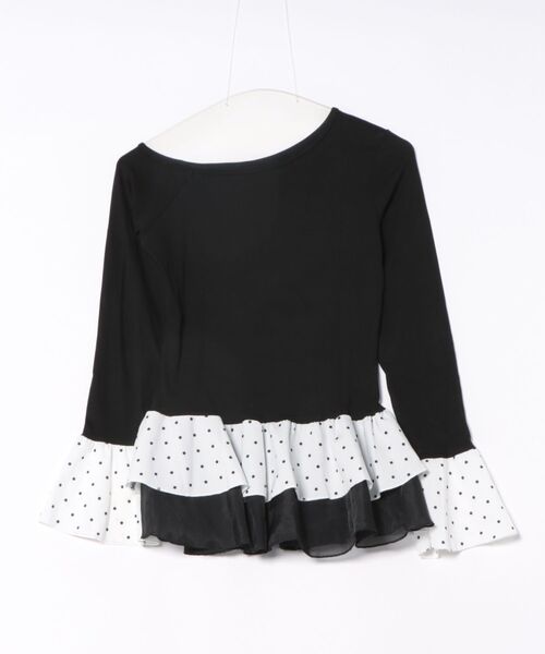 Nia(ニア)の「Nia(ニア)/【チョーカーリボン付き】バイカラーデザイン ドットフリルトップス(Tシャツ/カットソー・レディース・ブラック・LARGE/MEDIUM/SMALL)」の7枚目の写真