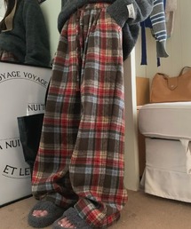チェック柄ワイドパンツ