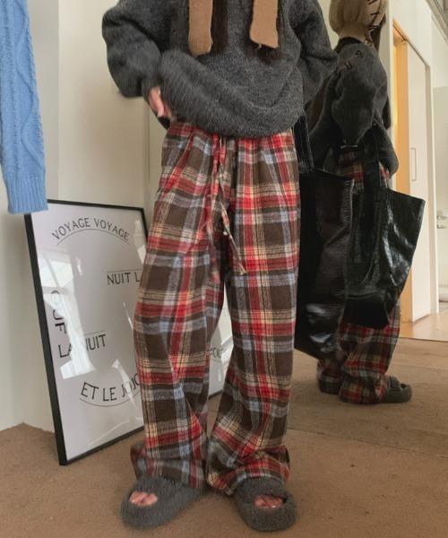 FAVORITO(ファヴォリート)の「チェック柄ワイドパンツ(その他パンツ・レディース・レッド・M/L)」の7枚目の写真
