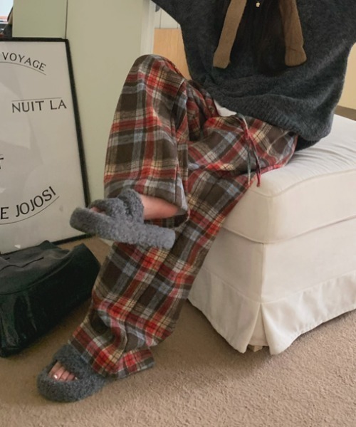 FAVORITO(ファヴォリート)の「チェック柄ワイドパンツ(その他パンツ・レディース・レッド・M/L)」の5枚目の写真