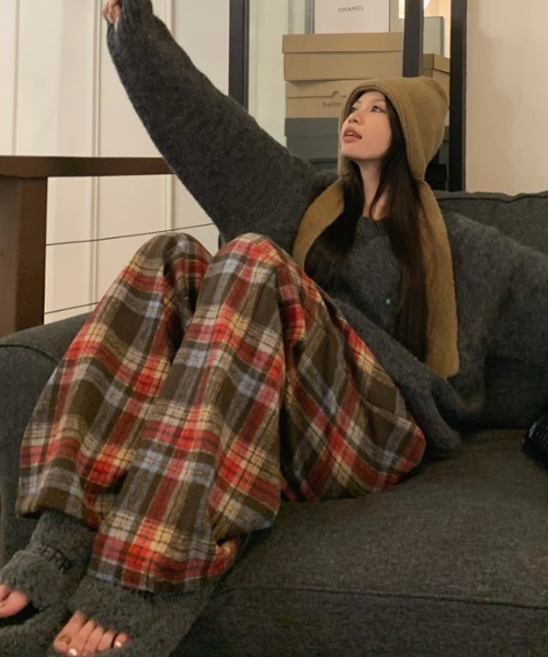 FAVORITO(ファヴォリート)の「チェック柄ワイドパンツ(その他パンツ・レディース・レッド・M/L)」の12枚目の写真