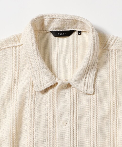 BEAMS(ビームス)の「ショート メッシュ オープンカラーシャツ【ワイドショートフィット】(シャツ/ブラウス・メンズ・オフホワイト/ブラック/ダークブラウン・S/XL/L/M)」の5枚目の写真