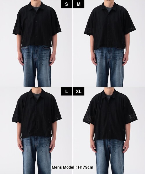 BEAMS(ビームス)の「ショート メッシュ オープンカラーシャツ【ワイドショートフィット】(シャツ/ブラウス・メンズ・オフホワイト/ブラック/ダークブラウン・S/XL/L/M)」の12枚目の写真