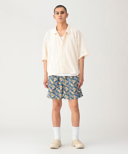 BEAMS(ビームス)の「ショート メッシュ オープンカラーシャツ【ワイドショートフィット】(シャツ/ブラウス・メンズ・オフホワイト/ブラック/ダークブラウン・S/XL/L/M)」の13枚目の写真