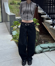 DECET WOMEN（デケット ウーマン）の「シグネチャー ローライズ ワイドジーンズ DCWPT004ブラック（デニムパンツ）」