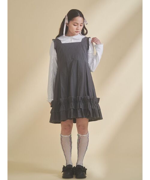 merry jenny（メリージェニー）の「frilly polo tops（ポロシャツ・レディース・グレー/オフホワイト/ピンク・FREE）」の20枚目の写真