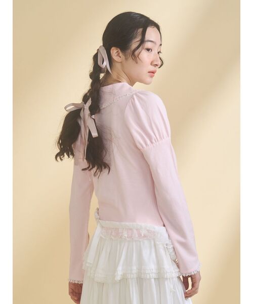 merry jenny（メリージェニー）の「frilly polo tops（ポロシャツ・レディース・グレー/オフホワイト/ピンク・FREE）」の17枚目の写真