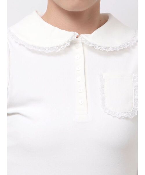 merry jenny（メリージェニー）の「frilly polo tops（ポロシャツ・レディース・グレー/オフホワイト/ピンク・FREE）」の11枚目の写真