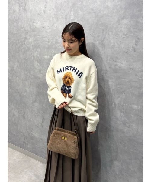 Mila Owen トイプードルクルーネックジャガードニット BEG ミラ オーウェン Mila Owen トイプードルクルーネックジャガードニット