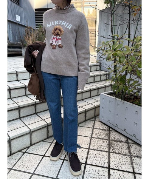 トイプードルクルーネックジャガードニット（ニット/セーター）｜Mila