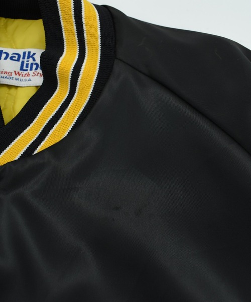 NBA/NFL/NHL/MLB(エヌビーエーエヌエフエルエヌエイチエルエムエルビー)の「【USED】90’s Chalk Line “NFL Pittsburgh Steelers” ナイロン アワードジャケット(スタジャン・メンズ・ブラック・X-LARGE)」の3枚目の写真
