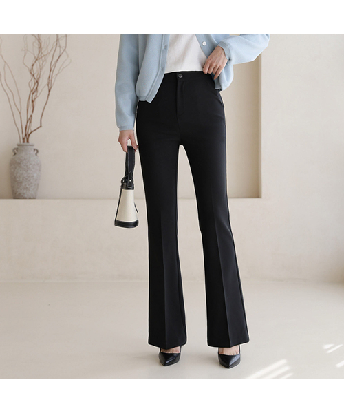 BBAEBBAE(ペッペ)の「シークレットバンディングスパンブーツカットブラックスラックス(スラックス・レディース・ブラック・SMALL/MEDIUM/LARGE/X-LARGE)」の1枚目の写真