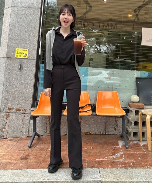 BBAEBBAE(ペッペ)の「シークレットバンディングスパンブーツカットブラックスラックス(スラックス・レディース・ブラック・SMALL/MEDIUM/LARGE/X-LARGE)」の3枚目の写真