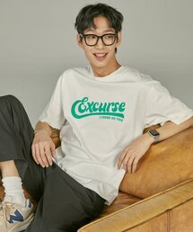 EXCURSE（エクスカース）の「ECプレミアムオーバーサイズハーフTシャツホワイトXグリーン（Tシャツ/カットソー）」