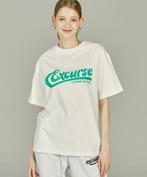 EXCURSE（エクスカース）の「ECプレミアムオーバーサイズハーフTシャツホワイトXグリーン（Tシャツ/カットソー・レディース・その他・MEDIUM/LARGE/X-LARGE）」の5枚目の写真