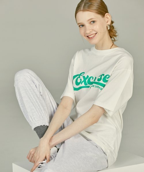 EXCURSE（エクスカース）の「ECプレミアムオーバーサイズハーフTシャツホワイトXグリーン（Tシャツ/カットソー・レディース・その他・MEDIUM/LARGE/X-LARGE）」の6枚目の写真