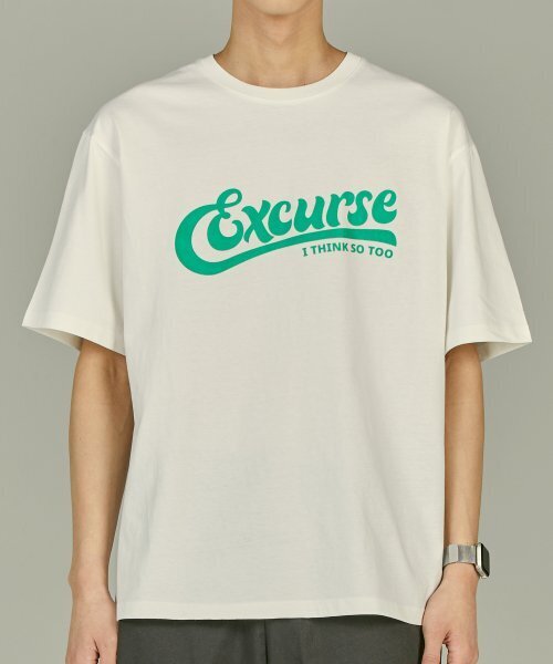 EXCURSE（エクスカース）の「ECプレミアムオーバーサイズハーフTシャツホワイトXグリーン（Tシャツ/カットソー・レディース・その他・MEDIUM/LARGE/X-LARGE）」の2枚目の写真
