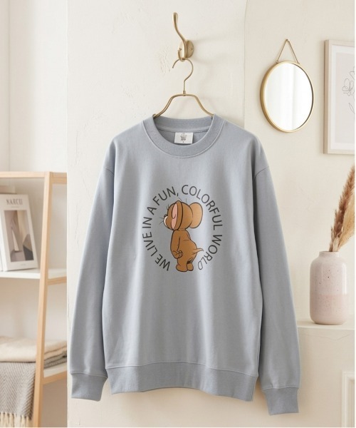 Tom&Jerry(トムアンドジェリー)の「【TOM&JERRY/トムとジェリー】ダンボールニットプリントクルーネックトレーナー/ユニセックス(スウェット・レディース・ブラック/サックスブルー/スミクロ/オートミール・MEDIUM/LARGE)」の4枚目の写真