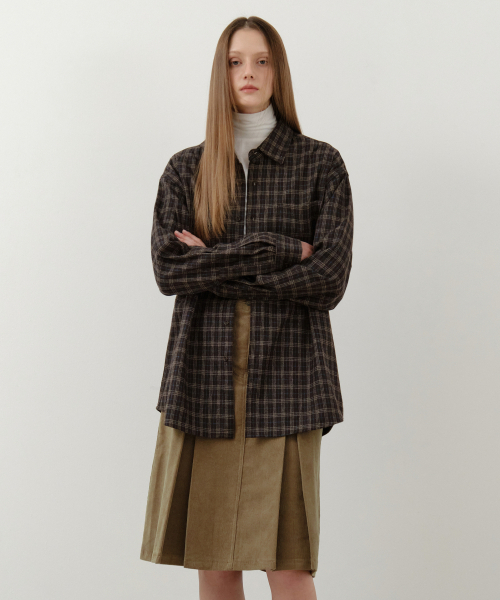WEDNESDAYOASISFORWOMEN（ウェンズデー オアシス フォー ウーマン）の「ドーズチェックシャツ_BROWN(W25-SH05)（シャツ/ブラウス・レディース・ブラウン・MEDIUM/LARGE）」の2枚目の写真