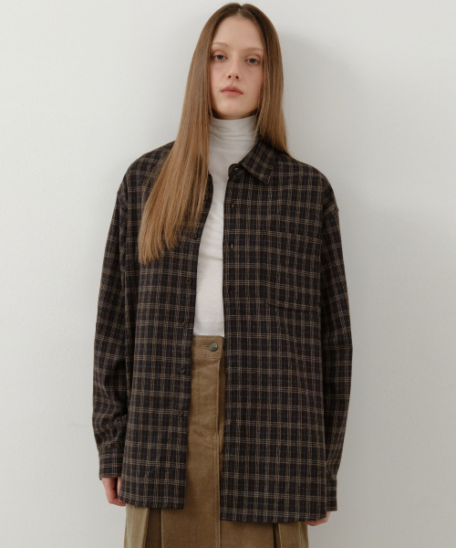 WEDNESDAYOASISFORWOMEN（ウェンズデー オアシス フォー ウーマン）の「ドーズチェックシャツ_BROWN(W25-SH05)（シャツ/ブラウス・レディース・ブラウン・MEDIUM/LARGE）」の3枚目の写真