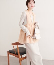 natural couture（ナチュラルクチュール）の「お花ジャガードベスト×ラメワンピースセット（ワンピース）」