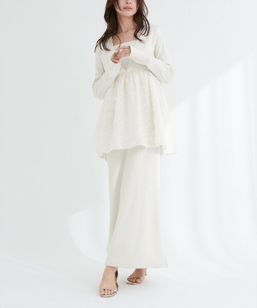 natural couture(ナチュラルクチュール)の「お花ジャガードベスト×ラメワンピースセット(ワンピース・レディース・アイボリー/ブラック/オレンジ・FREE/LARGE)」の20枚目の写真