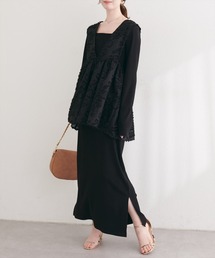 natural couture（ナチュラルクチュール）の「お花ジャガードベスト×ラメワンピースセット（ワンピース）」