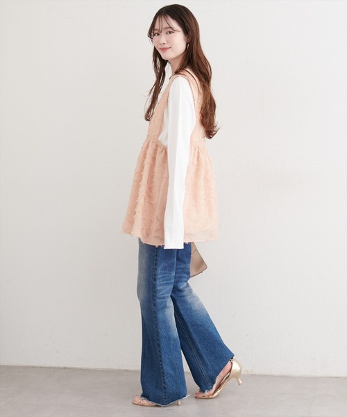 natural couture(ナチュラルクチュール)の「お花ジャガードベスト×ラメワンピースセット(ワンピース・レディース・アイボリー/ブラック/オレンジ・FREE/LARGE)」の8枚目の写真