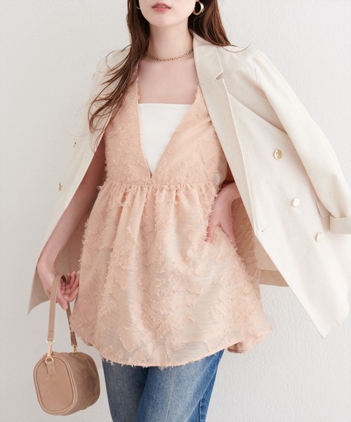 natural couture(ナチュラルクチュール)の「お花ジャガードベスト×ラメワンピースセット(ワンピース・レディース・アイボリー/ブラック/オレンジ・FREE/LARGE)」の9枚目の写真