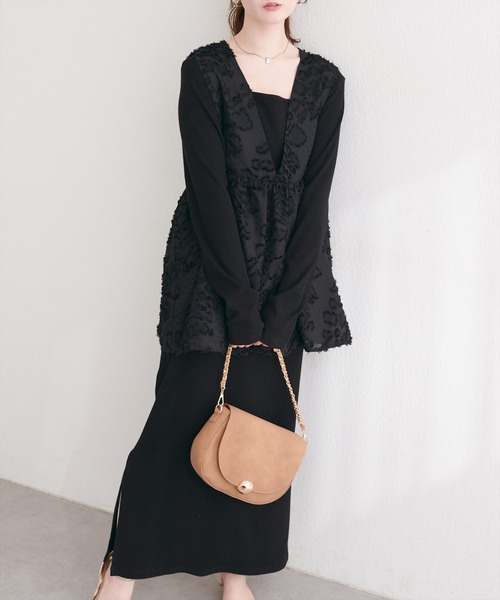 natural couture(ナチュラルクチュール)の「お花ジャガードベスト×ラメワンピースセット(ワンピース・レディース・アイボリー/ブラック/オレンジ・FREE/LARGE)」の16枚目の写真