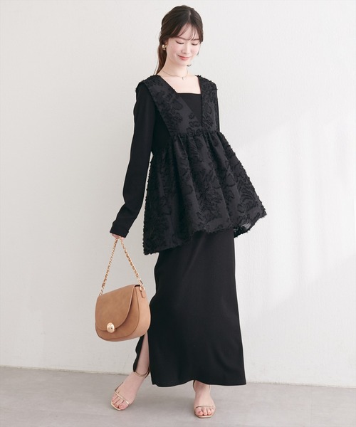 natural couture(ナチュラルクチュール)の「お花ジャガードベスト×ラメワンピースセット(ワンピース・レディース・アイボリー/ブラック/オレンジ・FREE/LARGE)」の18枚目の写真